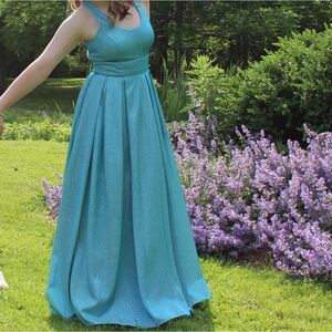 Women’s blue sparkling prom dress